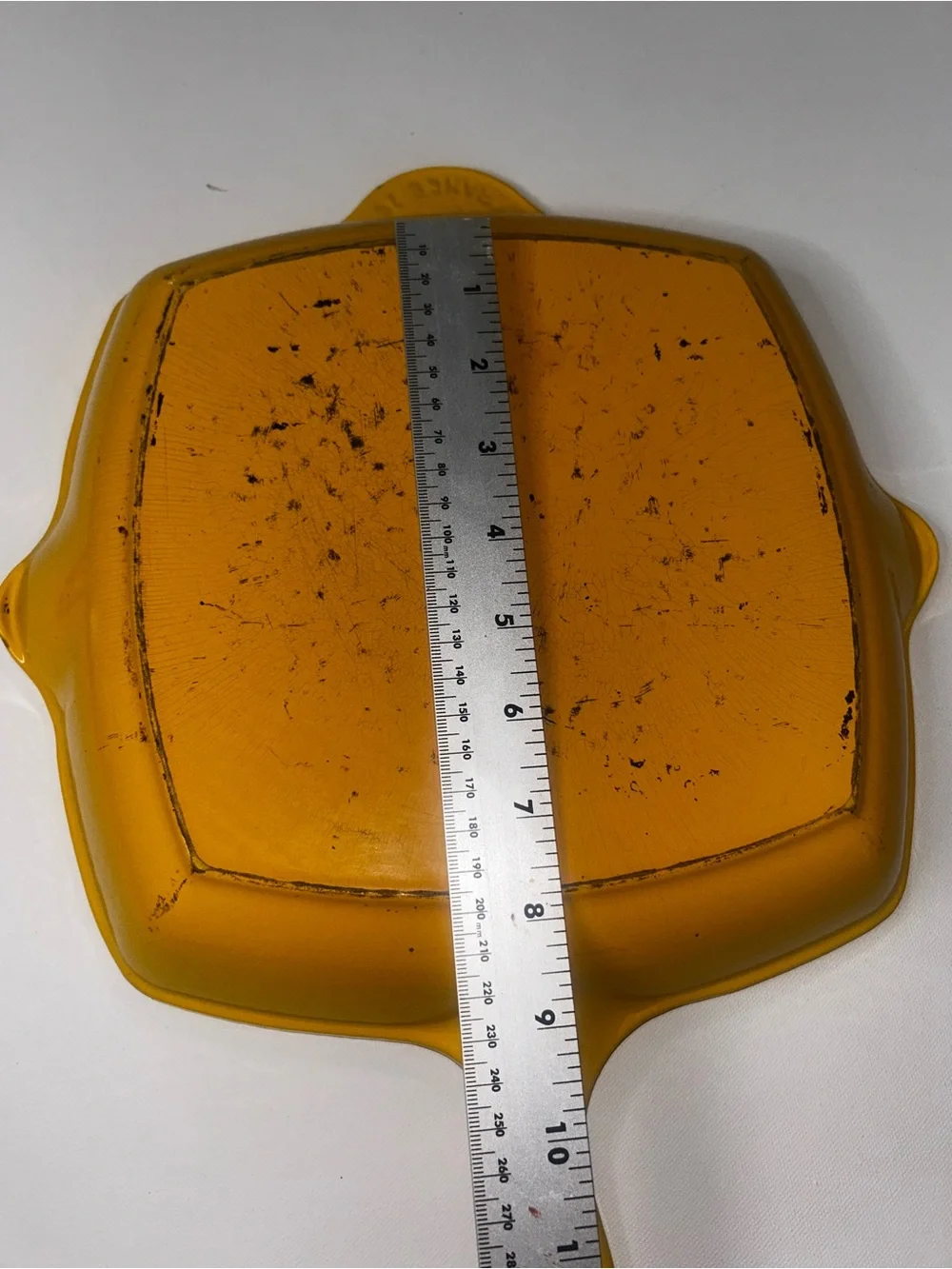 LE CREUSET Grill Pan Yellow Enameled Cast Iron Square 9 inch with Handle Slillet
